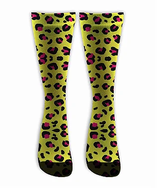 Meia  Cano Alto - Animal Print Onça Amarelo
