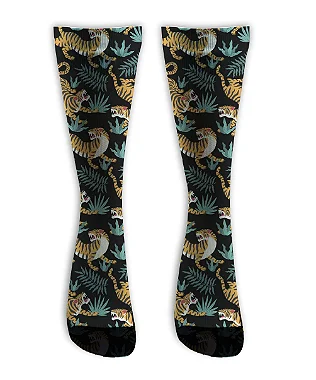 Meia  Cano Alto - Animal Tiger Black