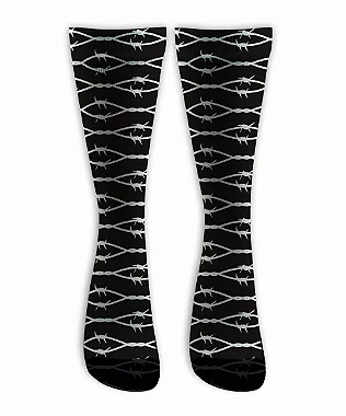 Meia  Cano Alto - Arame Farpado Black