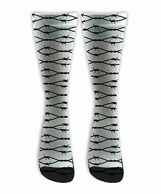 Meia  Cano Alto - Arame Farpado White