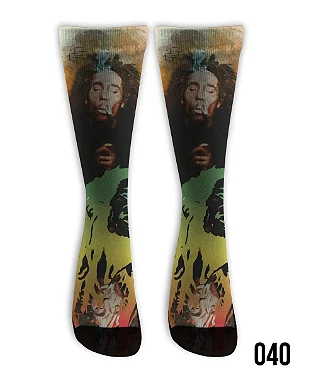 Meia  Cano Alto - Bob Marley Fumo