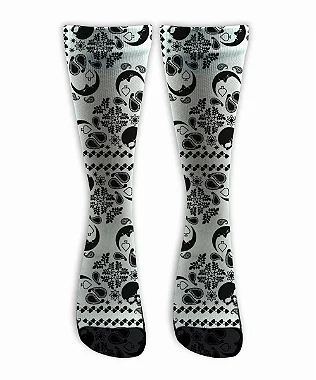Meia  Cano Alto - Chicana Bandana White