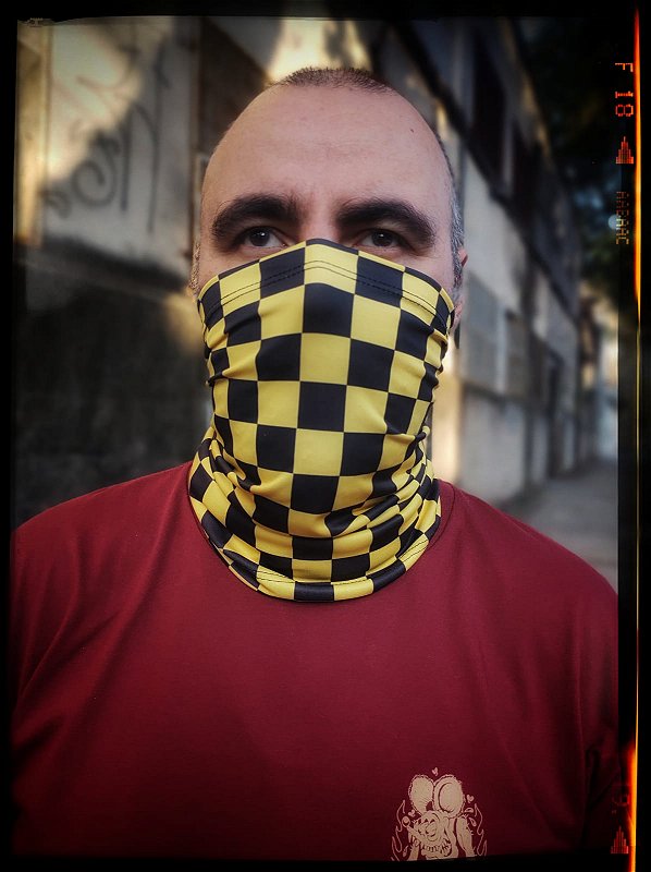 BANDANA TUBULAR - BUFF  Quadriculada Amarela e Preta
